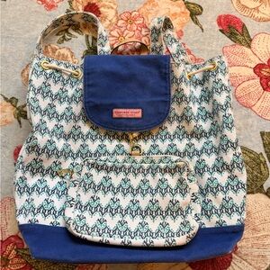 Vineyard Vines Navy and White Patterned Backpack